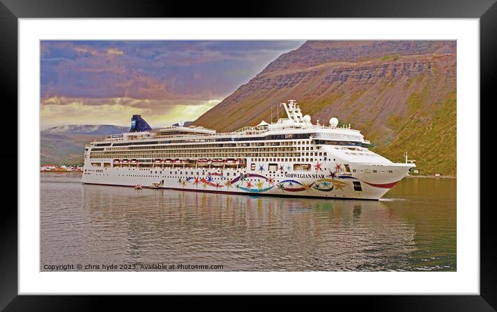Norwegian Star cruise liner in Iceland Framed Mounted Print by chris hyde