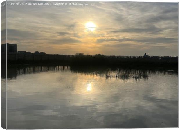 Sunset in a pond  Canvas Print by Matthew Balls