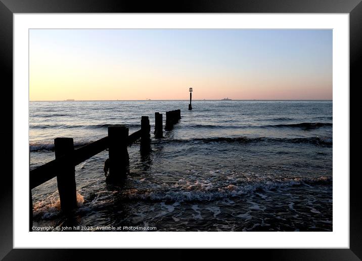 Groyne dawn at Sandown bay, Isle of Wight. Framed Mounted Print by john hill