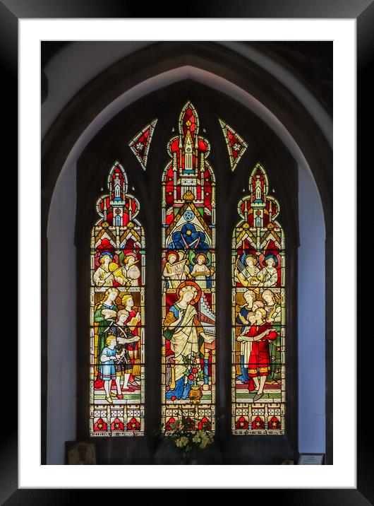 Stained glass window in St Dunstan's Church in Monks Risborough Framed Mounted Print by Kevin Hellon