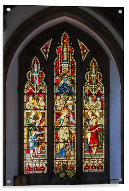 Stained glass window in St Dunstan's Church in Monks Risborough Acrylic by Kevin Hellon