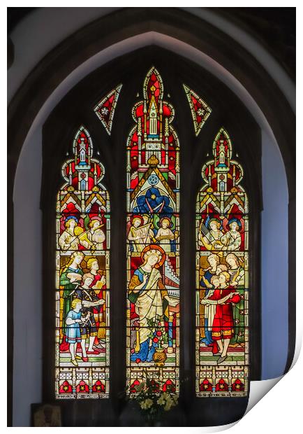 Stained glass window in St Dunstan's Church in Monks Risborough Print by Kevin Hellon