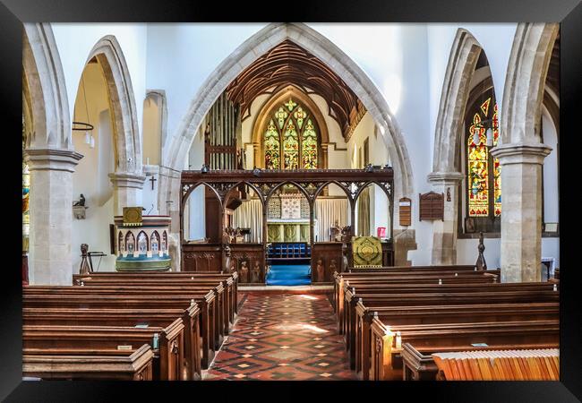 Interior of St Dunstan's Church in Monks Risborough Framed Print by Kevin Hellon