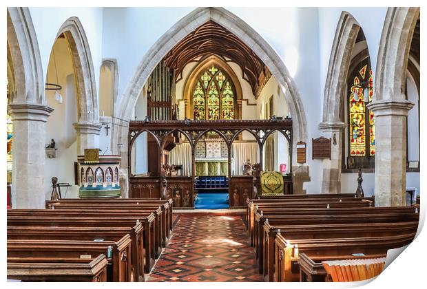 Interior of St Dunstan's Church in Monks Risborough Print by Kevin Hellon