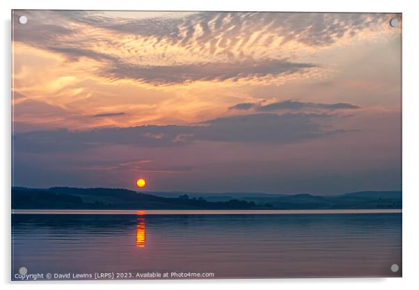 Sunset Derwent Reservoir Northumberland Acrylic by David Lewins (LRPS)