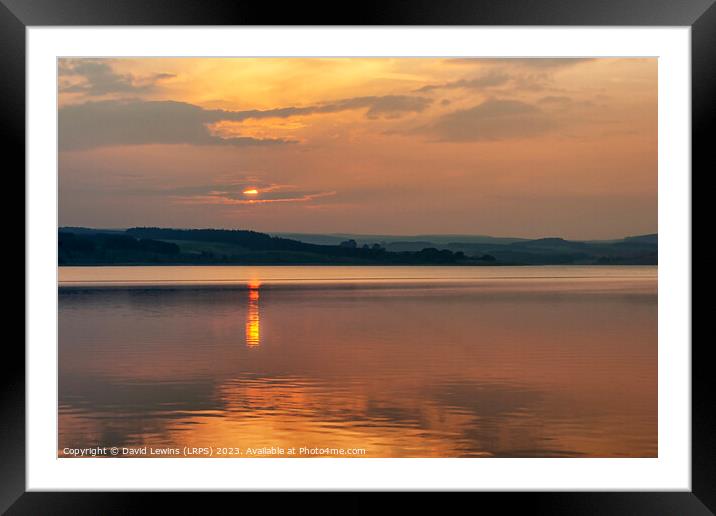A sunset over Derwent Reservoir in Northumberland Framed Mounted Print by David Lewins (LRPS)
