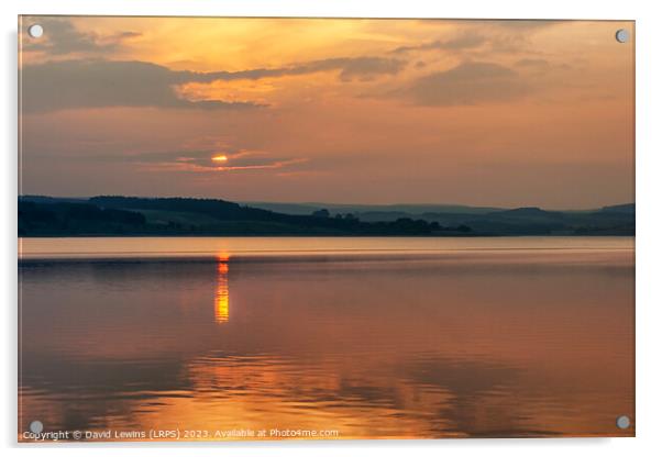 A sunset over Derwent Reservoir in Northumberland Acrylic by David Lewins (LRPS)