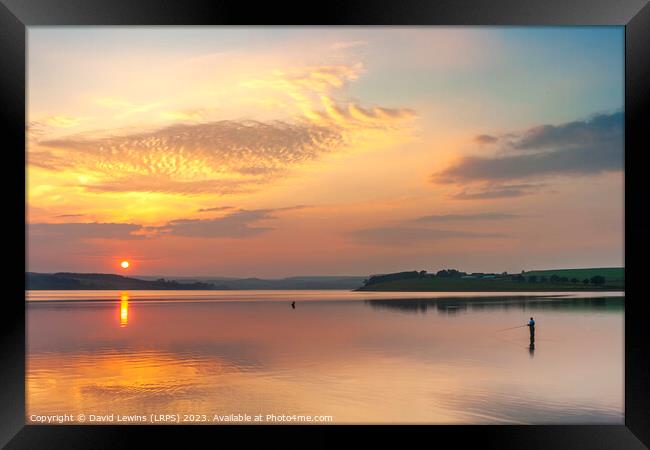 Golden Sunset, Derwent Reservoir Northumberland Framed Print by David Lewins (LRPS)