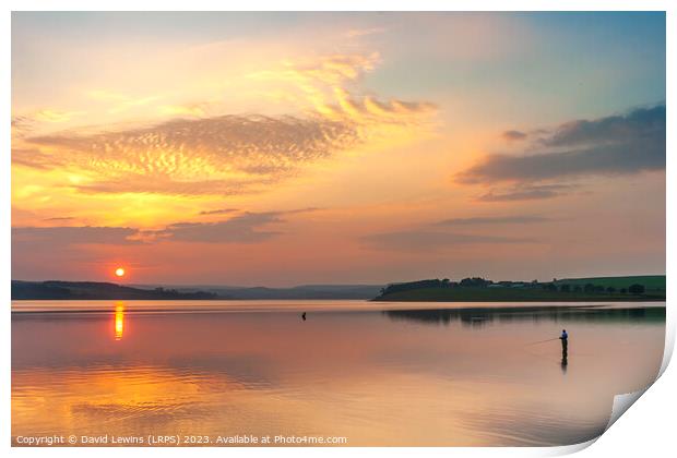 Golden Sunset, Derwent Reservoir Northumberland Print by David Lewins (LRPS)