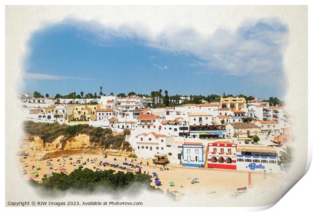 Basking Carvoeiro Beach Algarve Print by RJW Images
