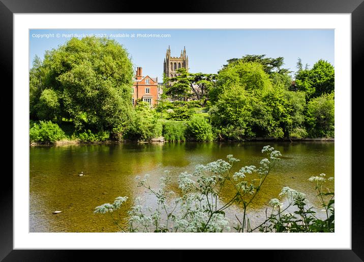 The River Wye at Hereford in Herefordshire Framed Mounted Print by Pearl Bucknall