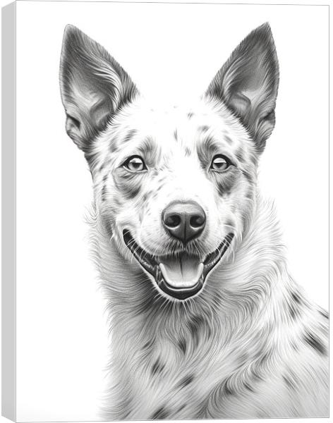 Australian Stumpy Tail Dog Pencil Drawing Canvas Print by K9 Art
