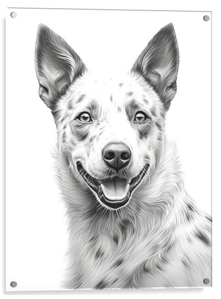 Australian Stumpy Tail Dog Pencil Drawing Acrylic by K9 Art