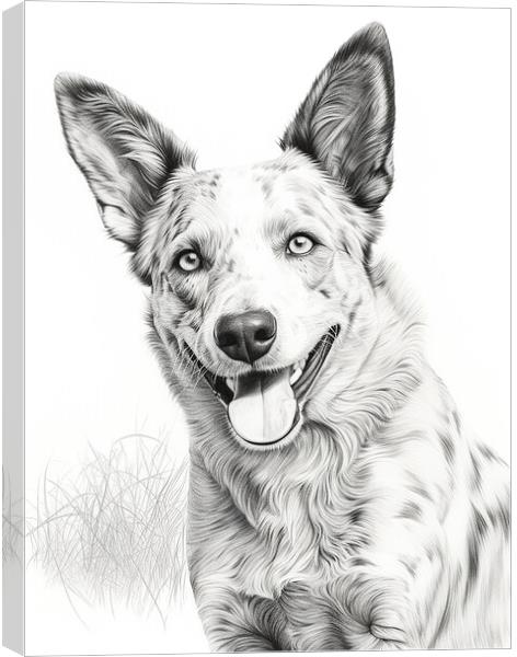 Australian Stumpy Tail Dog Pencil Drawing Canvas Print by K9 Art