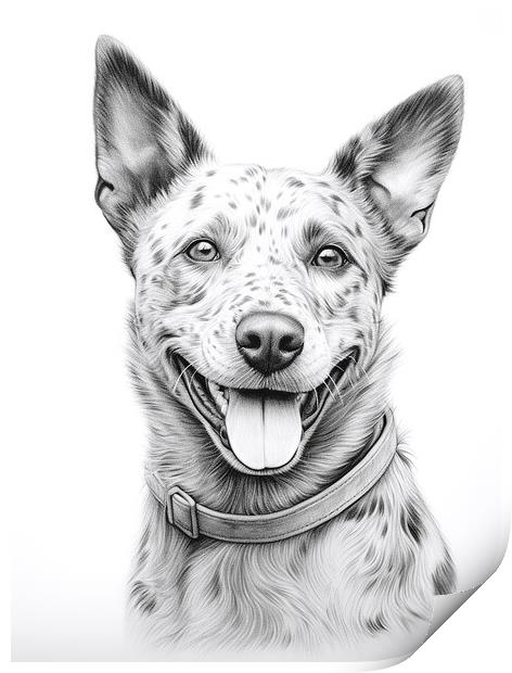 Australian Stumpy Tail Dog Pencil Drawing Print by K9 Art
