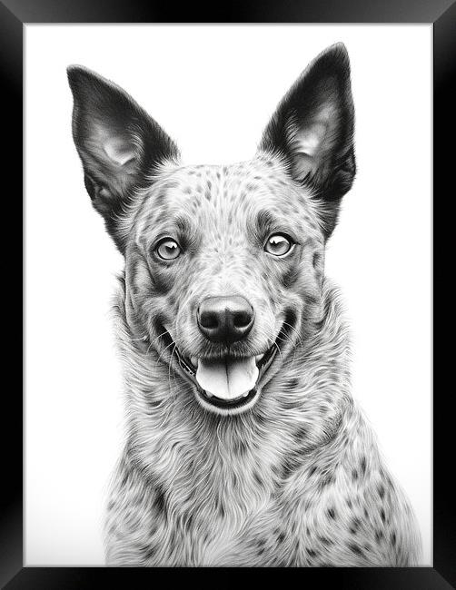Australian Stumpy Tail Dog Pencil Drawing Framed Print by K9 Art