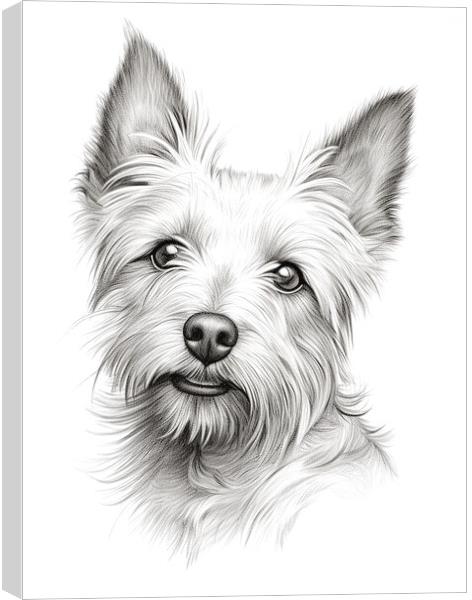 Australian Terrier Pencil Drawing Canvas Print by K9 Art