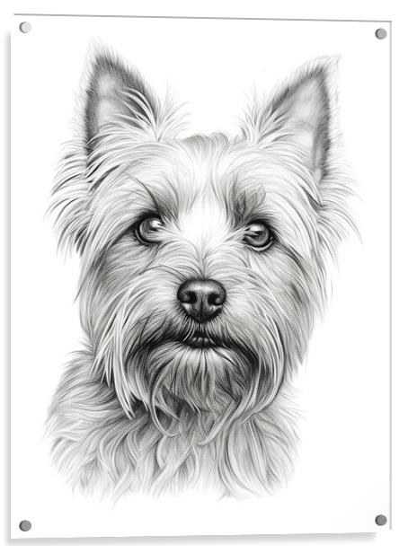Australian Terrier Pencil Drawing Acrylic by K9 Art