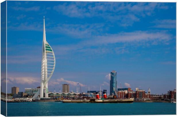 Spinnaker Tower Portsmouth, Hampshire UK with paddle steamer Waverley Canvas Print by Philip Enticknap