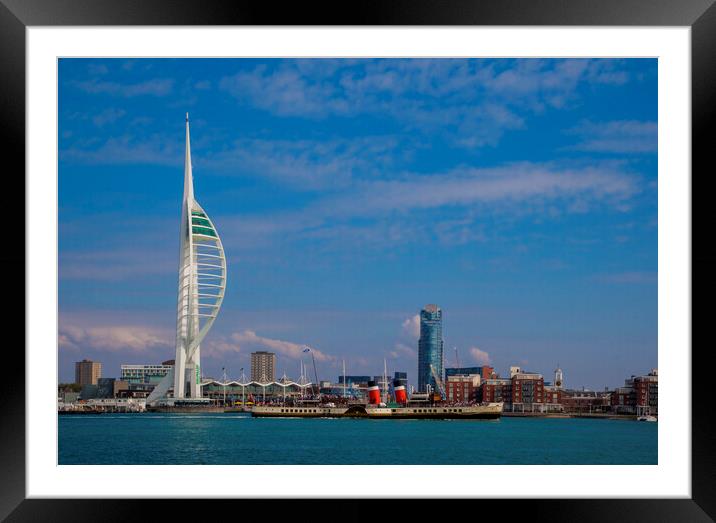 Spinnaker Tower Portsmouth, Hampshire UK with paddle steamer Waverley Framed Mounted Print by Philip Enticknap