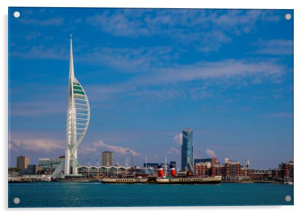 Spinnaker Tower Portsmouth, Hampshire UK with paddle steamer Waverley Acrylic by Philip Enticknap
