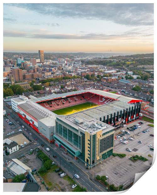 Sunrise over Bramall Lane Print by Apollo Aerial Photography