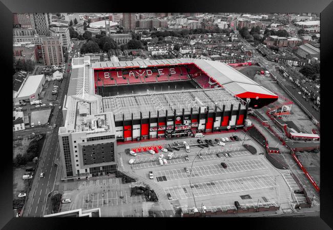 Bramall Lane Red Pop Framed Print by Apollo Aerial Photography