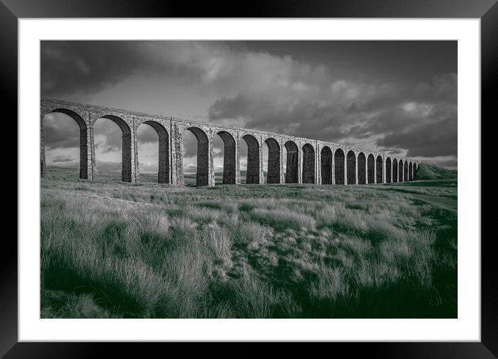 Ribblehead Viaduct in Black and White Framed Mounted Print by Paul Grubb