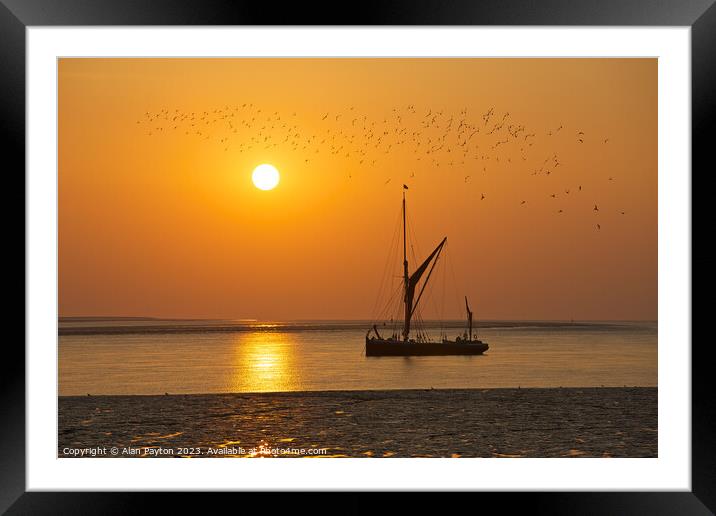 Thames barge Orinoco at sunrise Framed Mounted Print by Alan Payton