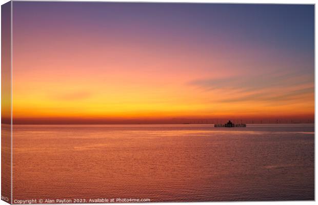 Sunset at Herne Bay pier Canvas Print by Alan Payton