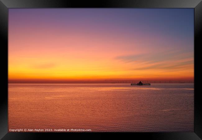 Sunset at Herne Bay pier Framed Print by Alan Payton