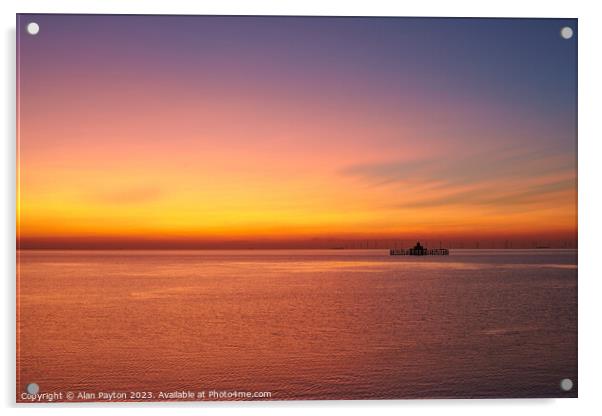 Sunset at Herne Bay pier Acrylic by Alan Payton