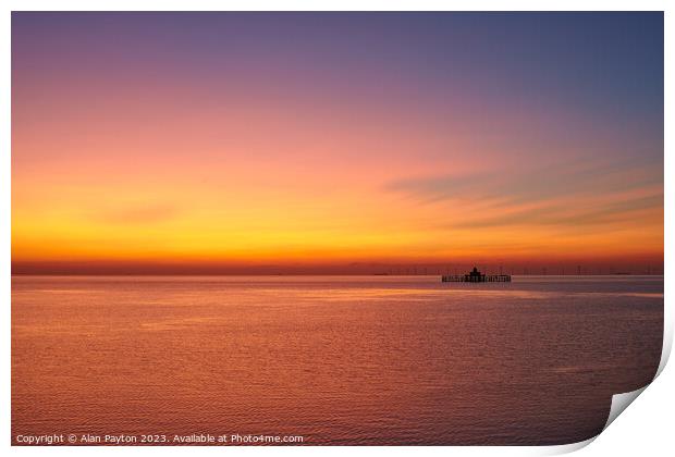 Sunset at Herne Bay pier Print by Alan Payton