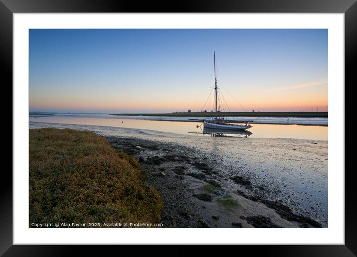 Whitstable Oyster Yawl F76 Gamecock at dawn Framed Mounted Print by Alan Payton