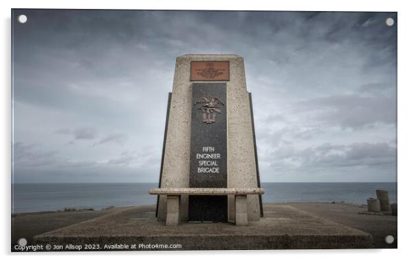 5th Engineer brigade memorial, Normandy. Acrylic by John Allsop