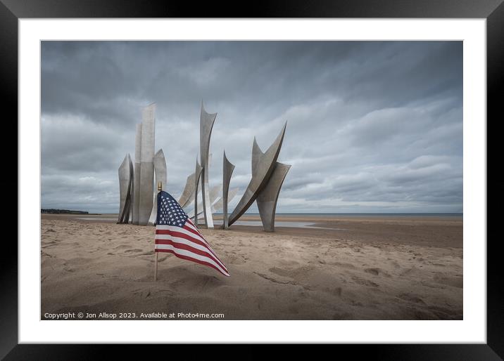 The Braves ( Les Braves). Omaha beach, Normandy. Framed Mounted Print by John Allsop