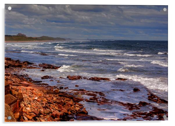 Sea View - Bamburgh Acrylic by Trevor Kersley RIP