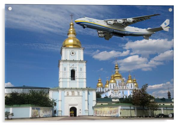 Mriya and St. Michaels Monastery Kyiv Acrylic by Derek Beattie
