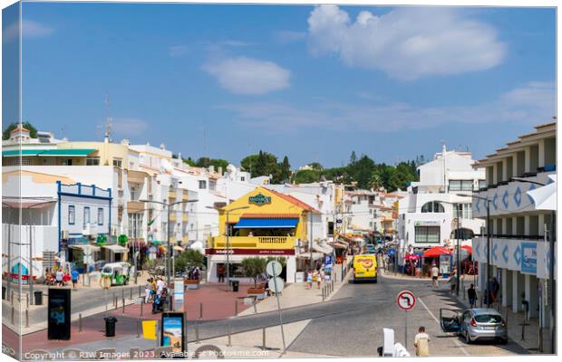 Vibrant Carvoeiro Town Square Algarve Canvas Print by RJW Images