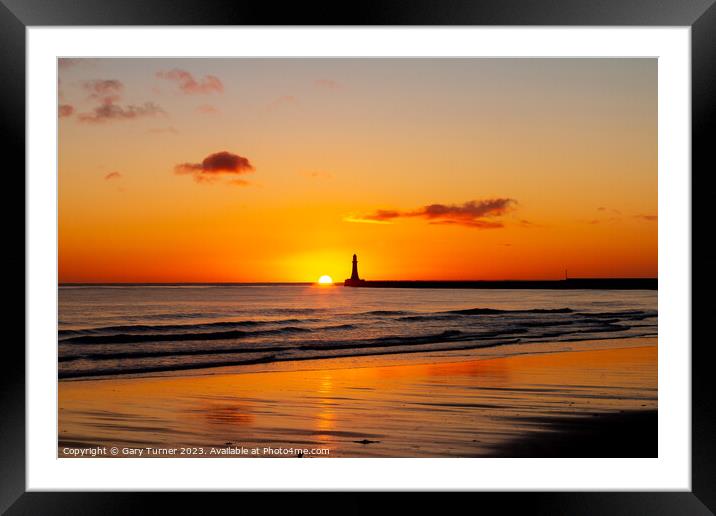 Roker Pier Sunrise Framed Mounted Print by Gary Turner