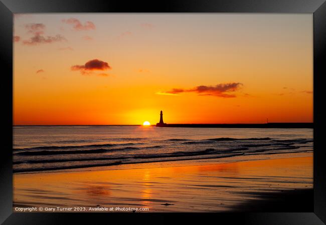 Roker Pier Sunrise Framed Print by Gary Turner