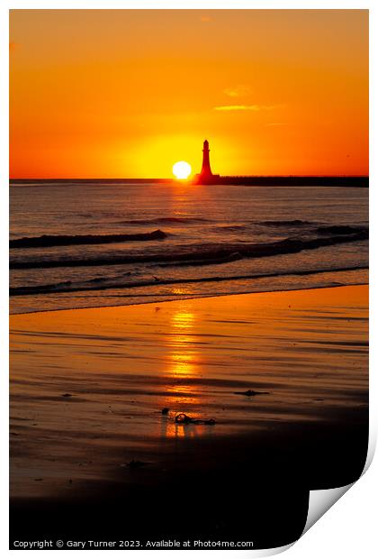 Sunrise at Roker Pier, Sunderland Print by Gary Turner