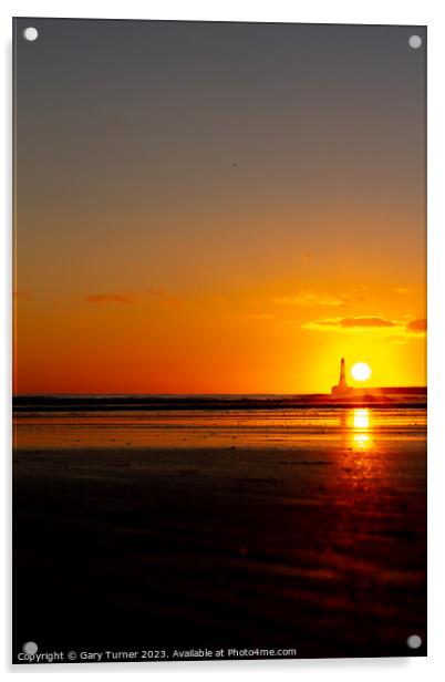 Sunrise at Roker Pier, Sunderland Acrylic by Gary Turner