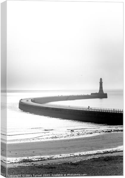 Mist over the curve of Roker Pier Canvas Print by Gary Turner