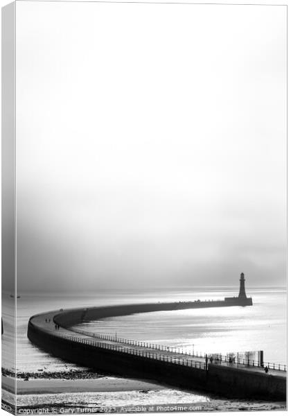 The curve of Roker Pier Canvas Print by Gary Turner