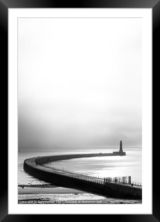 The curve of Roker Pier Framed Mounted Print by Gary Turner