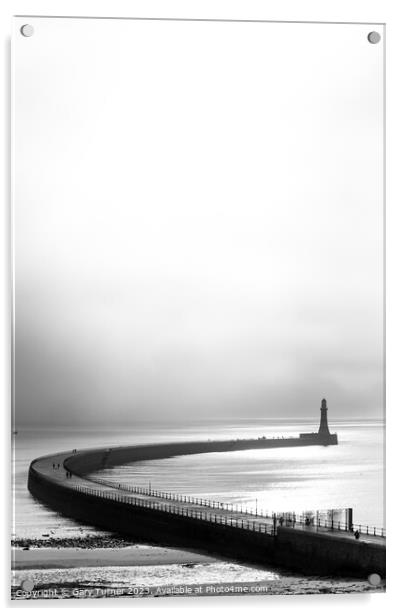 The curve of Roker Pier Acrylic by Gary Turner