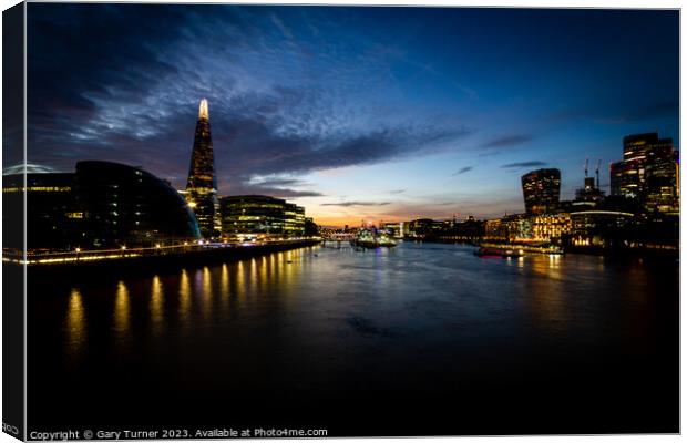 The Shard and River Thames Sunset Canvas Print by Gary Turner
