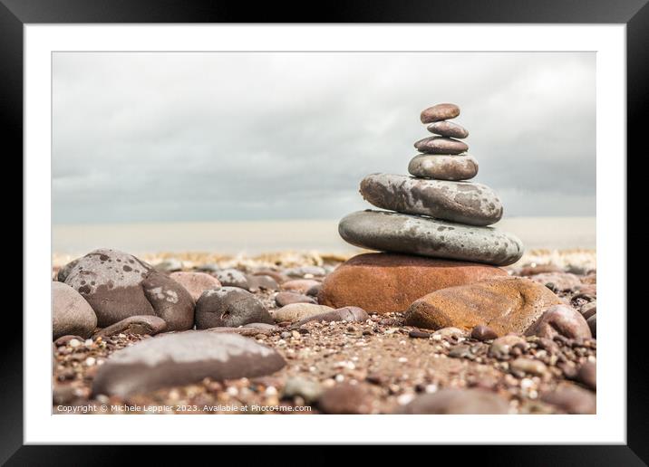 Stack of Pebbles Framed Mounted Print by Michele Leppier