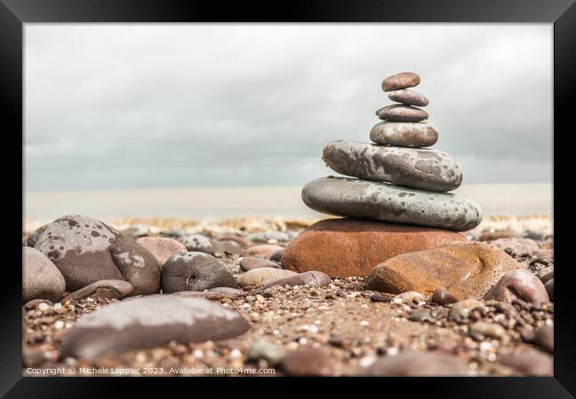Stack of Pebbles Framed Print by Michele Leppier